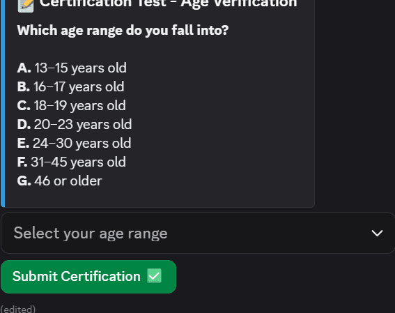 Redacted certification flow bot screenshot