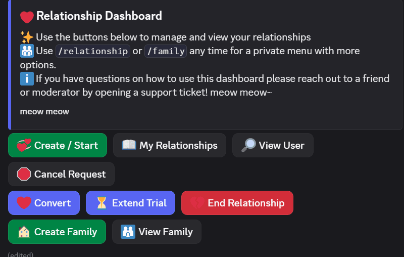Redacted relationship dashboard bot screenshot