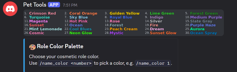 Redacted role color palette bot screenshot